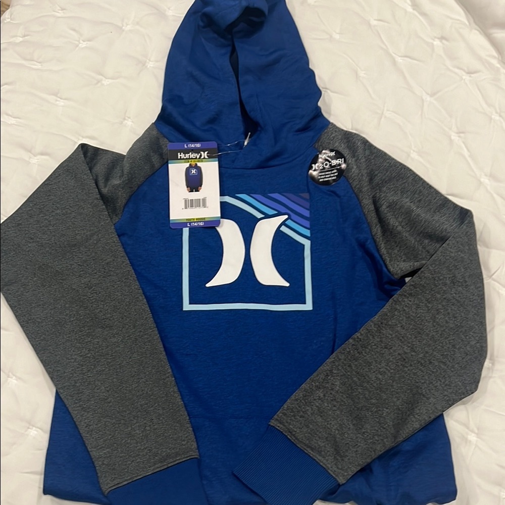 Hurley Blue and Gray Hoodie